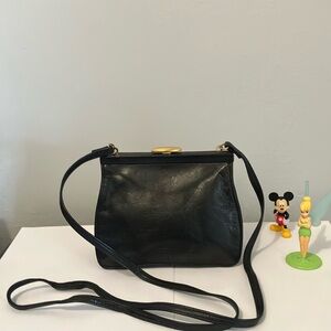 LIZ CLAIBORNE Black Leather Crossbody Bag.